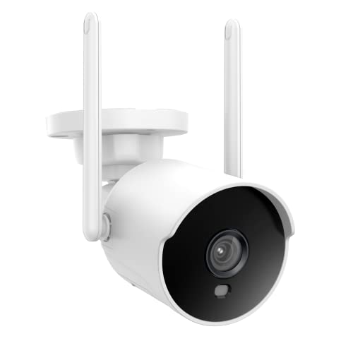 Daewoo Security EF502 Feste Außenkamera, Full HD, WiFi, Bewegungserkennung, Nachtsicht, Zwei-Wege-Audiosystem, kompatibel mit Amazon Alexa, Weiß