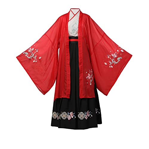 Herren Altes Chinesisches Hanfu Kleid Erwachsene Cosplay Han Fu Kostüm Geburtstag Party Abendkleid (Color : Red, Size : XL=170-175cm)