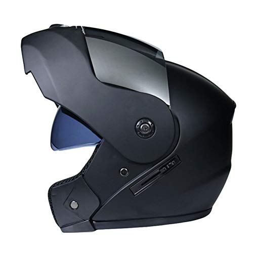 LvRaoo Motorradhelm Integralhelm Atmungsaktiv Winddicht Regenfest Sturz Helm mit Einstellbar Sonnenblende (Matt-schwarz | Silberlinse, Black)