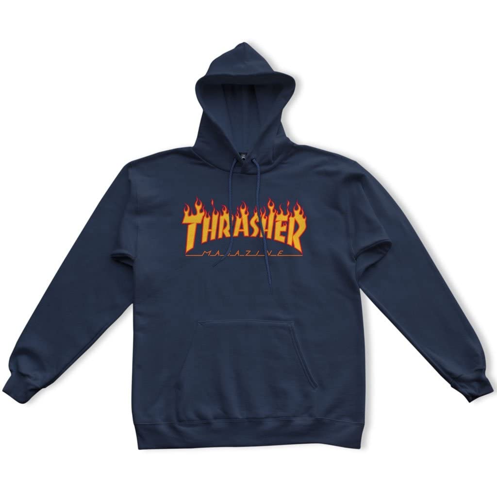 THRASHER Herren T-Shirt Flame Logo S Marineblau
