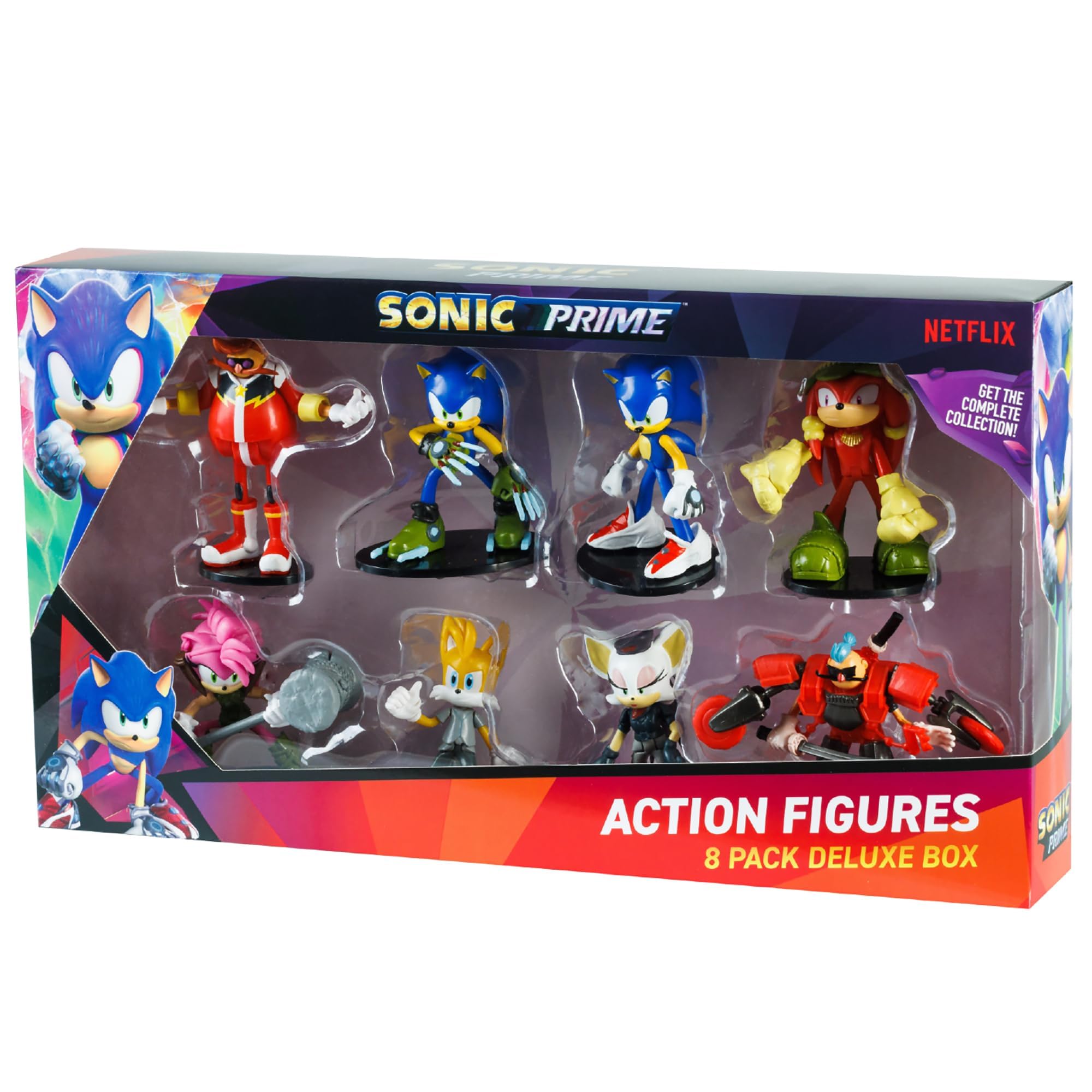 Sonic Prime Toys, 8 Figures Including 2 Rare Hiden Characters, Deluxe Box, Series 1, Randomly Selected, Collect All 16!