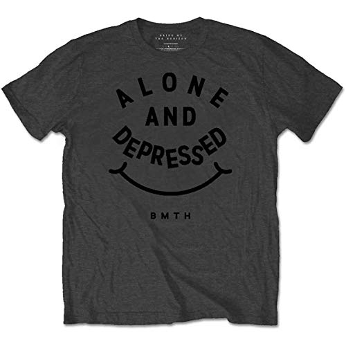 Rockoff Trade Herren Bring Me The Horizon Alone & Depressed T-Shirt, Grau (Anthrazit), XXL