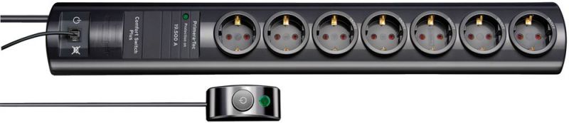 Brennenstuhl Primera-Tec Comfort Switch Plus 19.500A Überspann.schutz-Steckdosenleiste 7-fach schwarz 2m - 1153300467