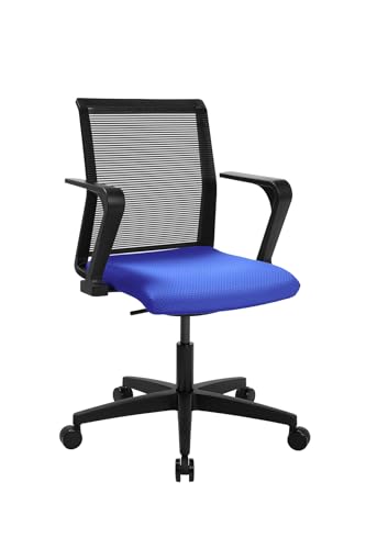 TOPSTAR Sitness Smart Point ergonomischer Schreibtischstuhl, Bürostuhl mit bewegter Sitzfläche und Armlehnen blau