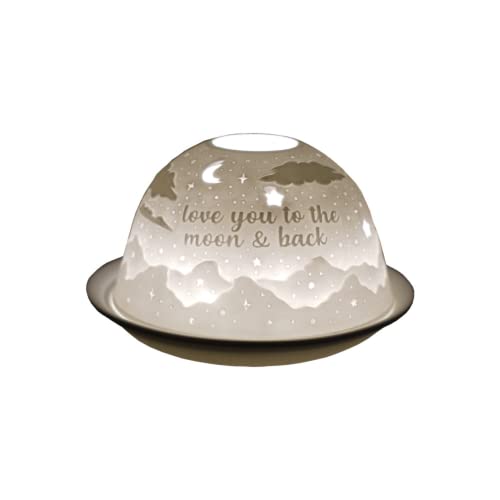 Cello Porzellan-Teelichthalter, Kuppel, Design "To The Moon And Back", ein atemberaubender Kerzenhalter, der ein 3D-Bild oder eine liebevolle Botschaft projiziert. Verwendung mit Teelichtern,
