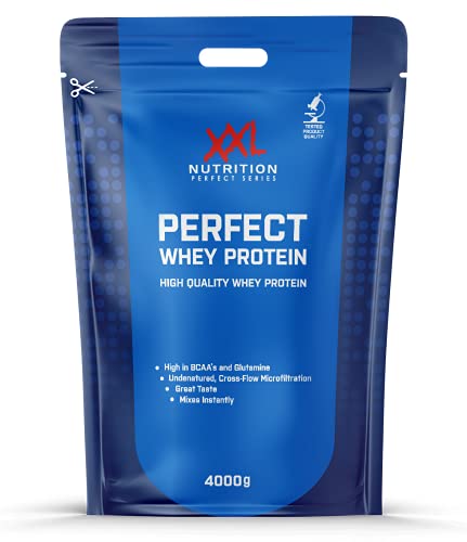 XXL Nutrition - Perfect Whey Protein - Eiweiss Pulver, Beste Qualität 100% reines Konzentrat, Mit EAA & BCAA - 78,5% Proteingehalt - 4000 Gramm - Banane
