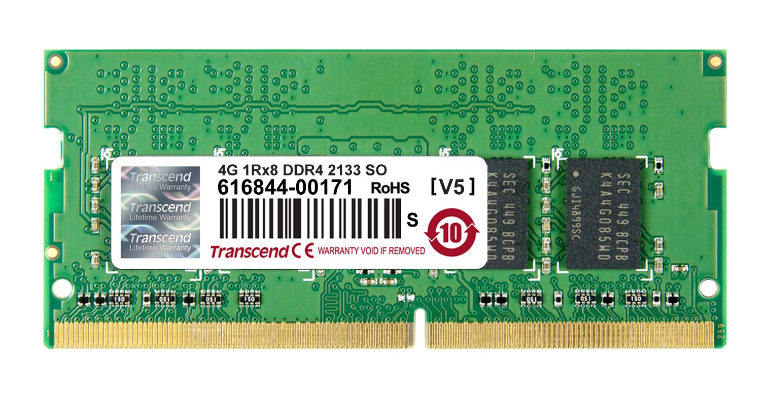 Transcend TS512MSH64V1H Speichermodul 4GB DDR4 2133 SO-DIMM 1Rx8 512Mx8 CL15 1.2V