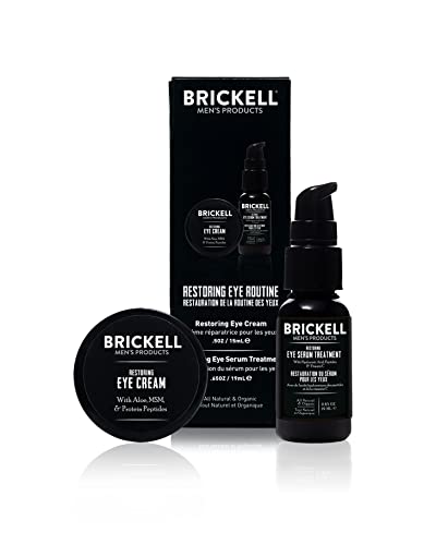 Brickell Men's Restoring Eye Routine for Men, Eye Serum and Eye Cream for Men, Natural and Organic, Unscented
