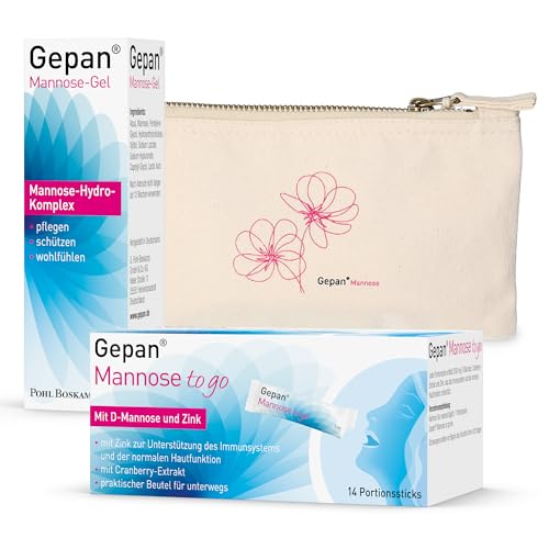 Gepan Mannose Set mit gratis Kosmetiktasche | Gepan Gel & to go| Intimpflege mit Schutzfaktor | Unterstützt die Haut im äußeren Intimbereich beim Schutz vor Infektionen, z.B. einer Blasenentzündung