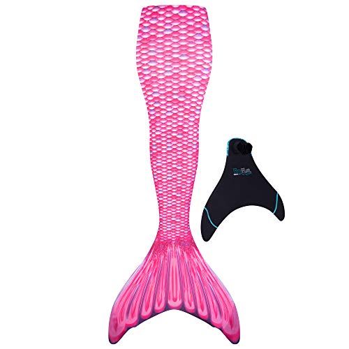 Fin Fun - Meerjungfrauenflosse - verstärkte Schwanzflossenspitzen - INKLUSIVE Monoflosse, Für Mädchen und Jungen - Malibu Pink - Jugendliche - 110-122 (S)