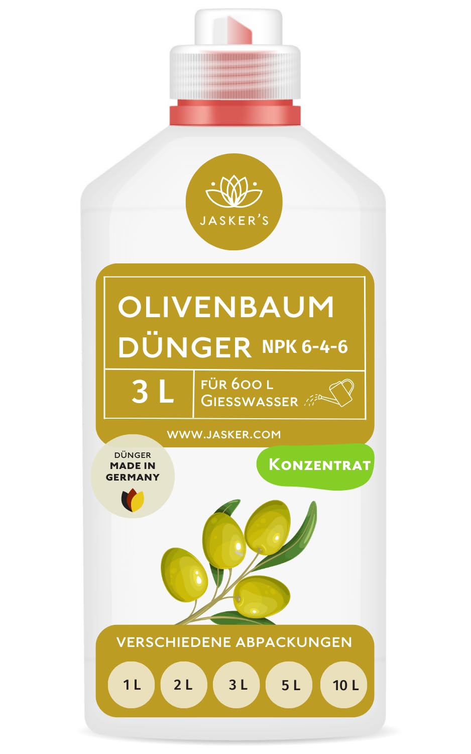 Bio Olivenbaum Dünger flüssig 3 Liter Konzentrat für 600 Liter Gießwasser - 100% organischer Dünger für Olivenbaum - Mediterraner Pflanzendünger für Garten & Kübel - Oliven Dünger