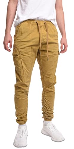 Indicode Herren Lakeland Cargohose Regular Fit Cargo Slim Leg Chino Hose Baumwollhose Chinohose Freizeithose Stoffhose (Amber, M)