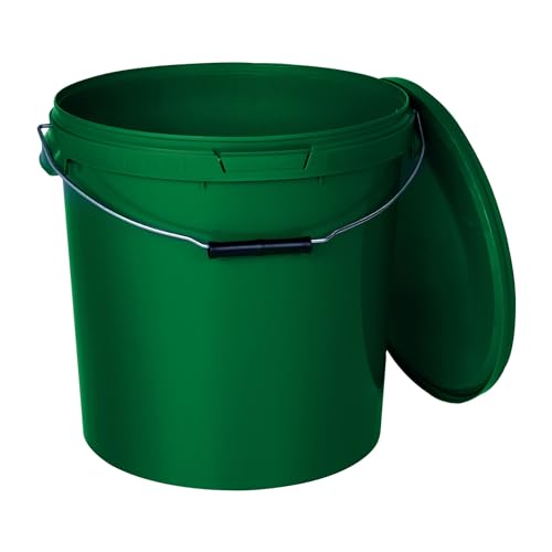 BenBow Eimer mit Deckel 30l grün 10x 30 Liter - lebensmittelecht, stabil, luftdicht, auslaufsicher, geruchsneutral - Aufbewahrungsbehälter aus Kunststoff, mit Metalgriff - leer