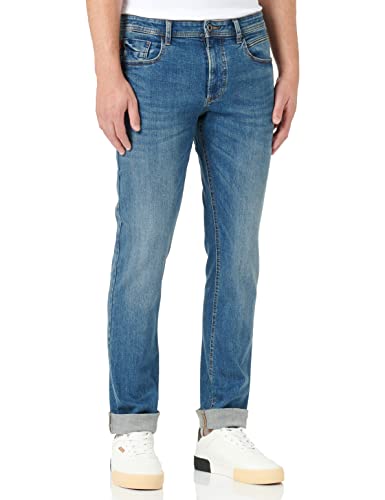 Camel Active Herren 5-Pocket Houston Straight Jeans, Blau (Mid Blue Used 41), W35/L32