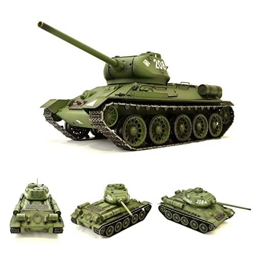 ES-TOYS RC Panzer Ferngesteuert mit Schussfunktion Russischer T-34/85 1:16 Heng Long -Rauch&Sound + 2,4Ghz - Pro Modell - Mit Metallgetriebe, Metallketten und Metallräder - V6.0