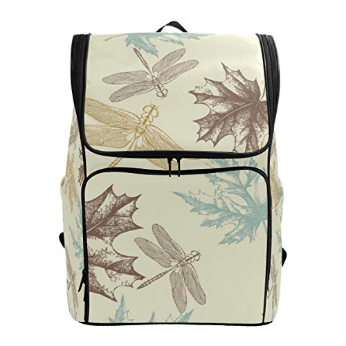 Montoj Herbst-Ahornblätter und Libellen-Muster, Outdoor-Wanderrucksack, Wander- und Reiserucksack, mit Laptopfach und Camping-Rucksack