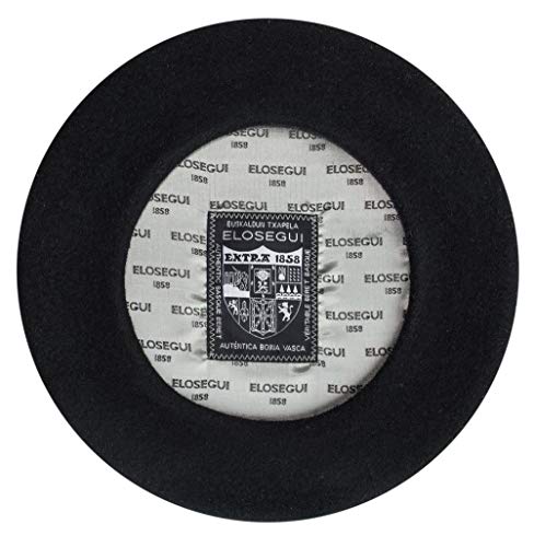 Elosegui Baskenmütze txapela 1858 | Schwarz 100% wasserdichte Wolle ohne Badewanne, Schwarz , One size