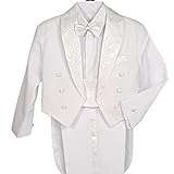 Lito Angels Jungen 5 Stück set Formale Tuxedo Anzug mit schwanz Taufe Taufanzug Page Boy Anzug Gr. 3 Jahre Weiß