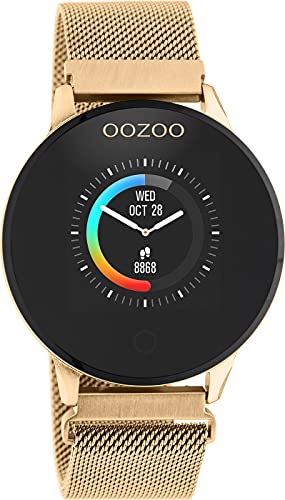 Oozoo Unisex Smartwatch mit Edelstahl Milanaiseband Rosegoldfaben 43 MM Q00117