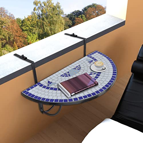 LIFTRR Möbel mit Balkontisch zum Aufhängen blau und weiß Mosaik