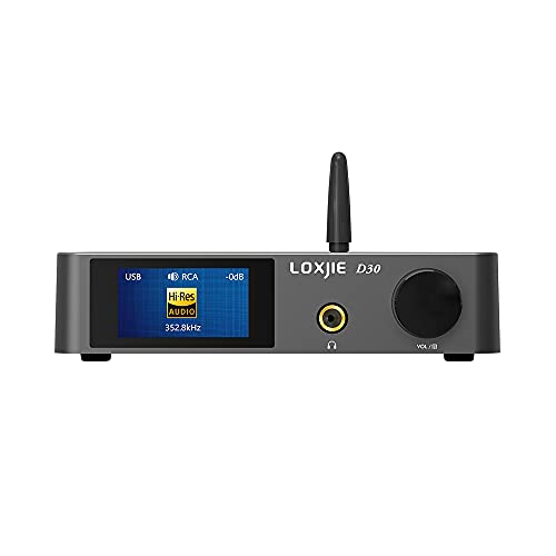 LOXJIE D30 Audio DAC & Kopfhörerverstärker ES9068AS Chip XMOS PCM 32bit/768kHz MQA DSD512 Bluetooth 5.0 APT-X JAS Hi-Res Zertifizierung, mit Fernbedienung