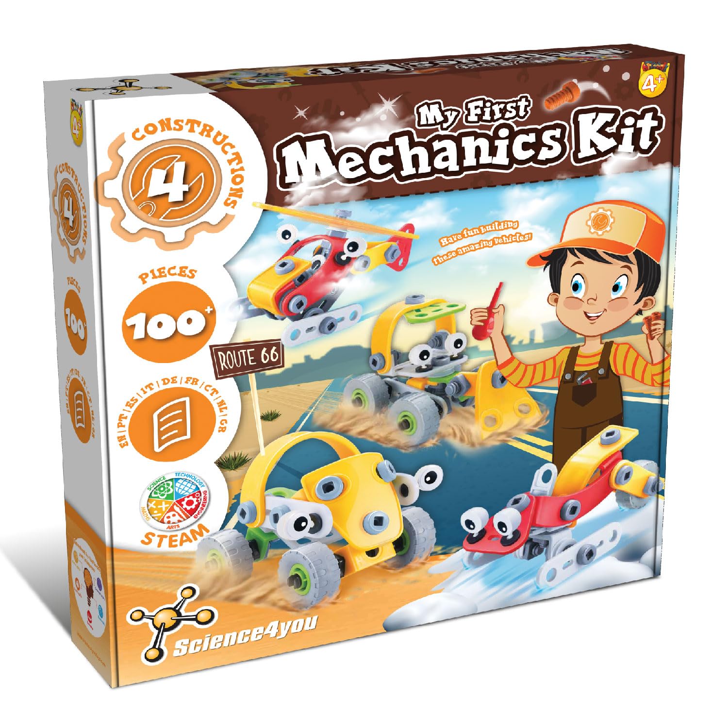Science4you Mein Erstes Konstruktionsspielzeug ab 4 - Auto Spielzeug für Kinder mit 100+ Stück und 4 Baugruppen, Bausteine DIY Set ab 4 Jahre, Spiele und Geschenk für Mädchen und Junge ab 4+ Jahre