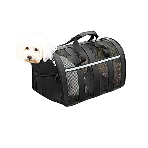 Nyescasa Transporttasche für Hunde und Katzen, Hundetransportbox Faltbar Tragetasche Hund Transportbox Katze, Tragbar Transporttasche Hundetasche, Reisefreundliche Transporttasche (L | Schwarz)
