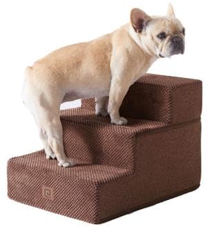 YITAHOME Hundetreppe für Bett und Sofa, 3-stufige Haustiertreppe, Hundetreppe mit waschbarem Bezug, Braun
