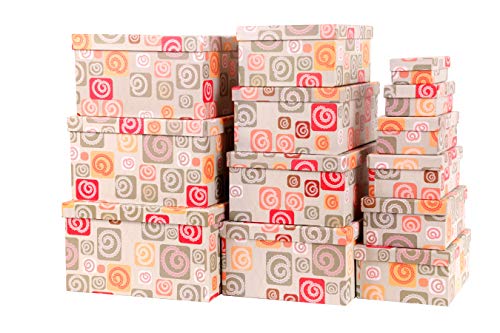 Mediablue Aufbewahrungsboxen Schachteln Geschenkbox im 13er Set mit Deckel Verschiedene Designs (GRAFISCHE Motive 1)