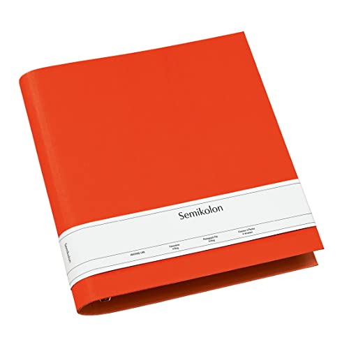 Semikolon 353309 Fotoordner 4 Ring – 29,5 x 32 cm – Efalinbezug, für Album, Fotobuch mit Ringheftung – orange orange