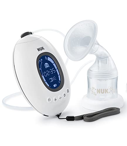 NUK Nature Sense elektrische Milchpumpe mit Akku, LCD-Display und Memory Funktion, inkl. Muttermilchbehälter, 150 ml