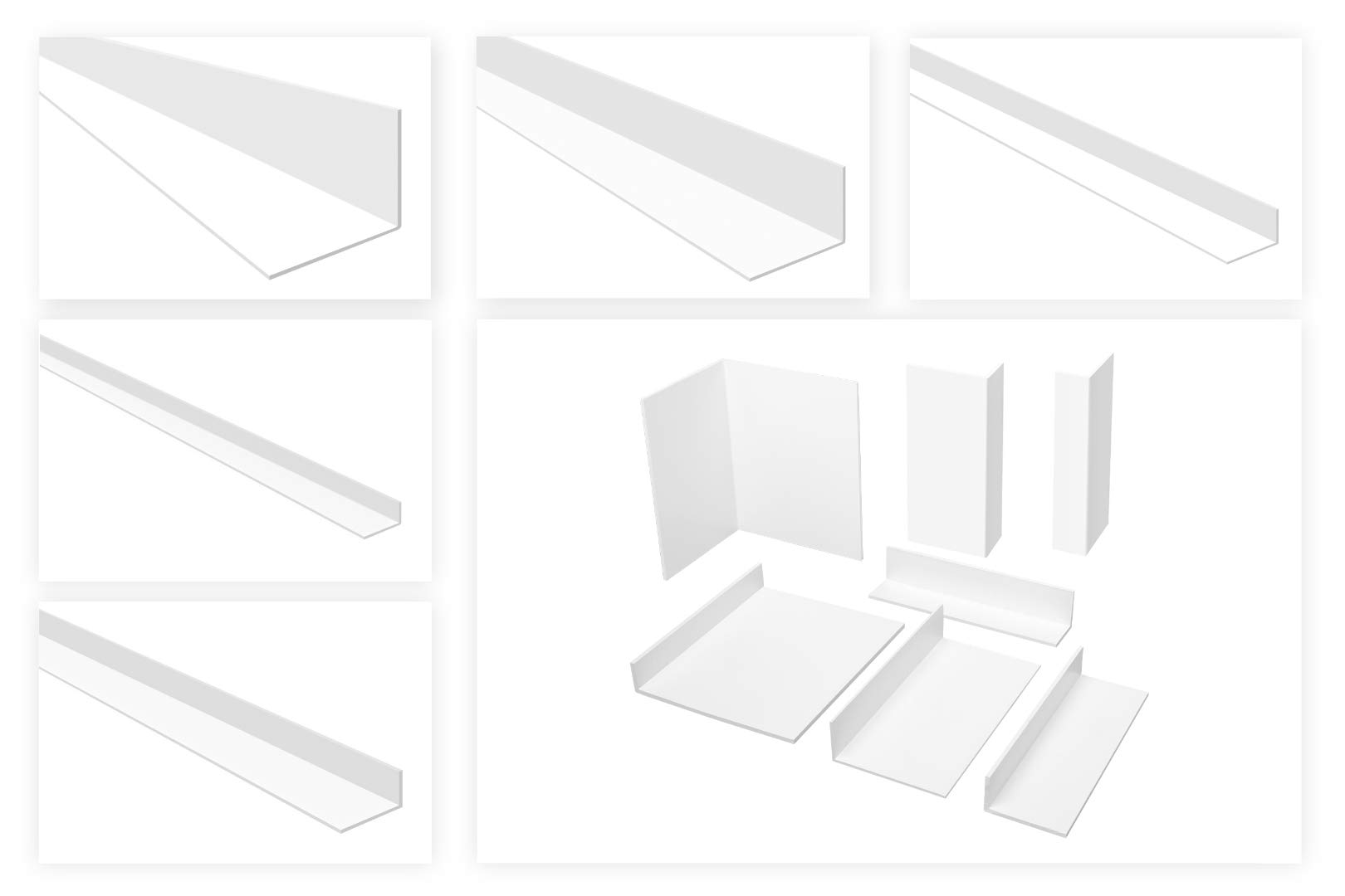HEXIM Winkelprofile ungleichschenklig weiß - PVC Kunststoffwinkel, Auswahl Maße & Stärke - (HJ 341, 160x50 mm) Kunststoff Winkelleisten Fensterprofile
