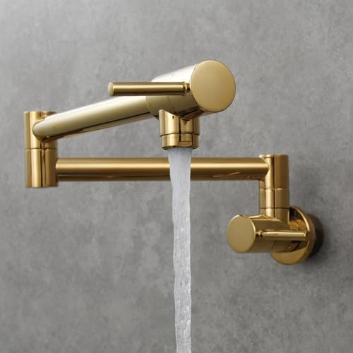 Kaltwasserhahn Küche Wandmontage Klappbar Doppelgriff Messing Wasserhahn Küche Kaltwasserhahn-Gold