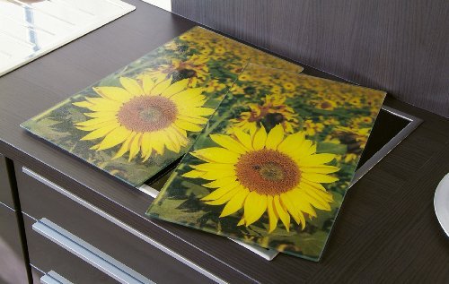 2er Set Herdabdeckplatten"Sonnenblumen"