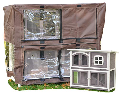 nanook Schutzhülle Wetterschutz Cover für Kaninchenstall Hasenstall Murmel, 115 x 52 x 104 cm - Farbe: braun, schwarz