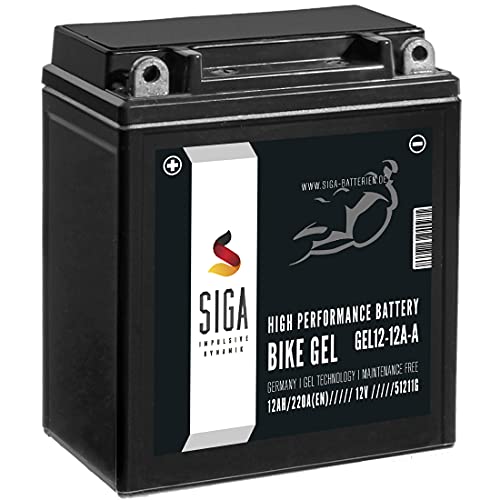 SIGA YB12A-A GEL Motorradbatterie 12Ah 12V 230A/EN GEL12-12A-A enzspricht 51211 YB12A-B CB12A-A Gel Batterie 12V auslaufsicher wartungsfrei