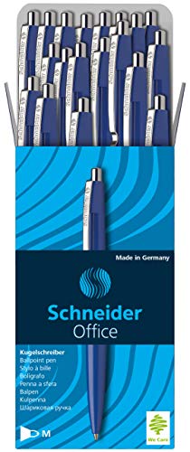 Schneider Office Kugelschreiber (Schreibfarbe: rot, Strichstärke M, dokumentenecht) 50er Packung blau