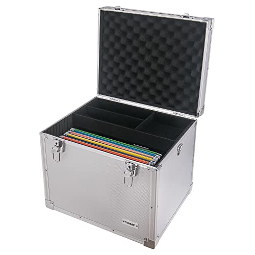 HMF 14812-02 Hängeregister Box, Alukoffer für DIN A4 Hängemappen | 41 x 33 x 36 cm