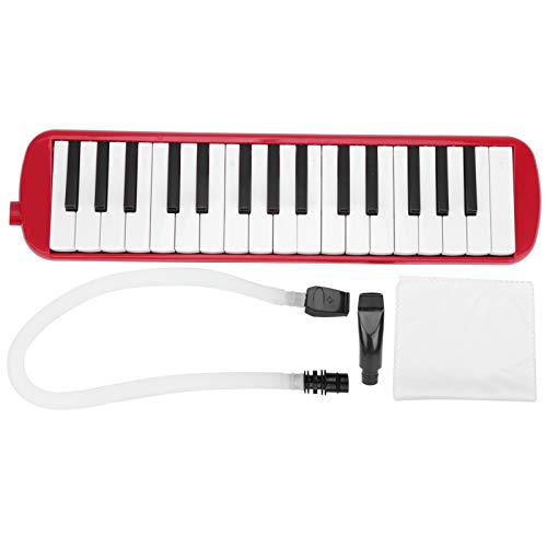 Melodica mit 32 Tasten und Tasche, Blasmusikinstrument für Anfänger für den Musikunterricht (Rot)