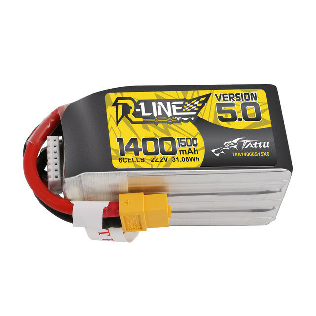TATTU R-Line Version 5.0 22,2 V 1400 mAh 150 C 6S LiPo Batterie XT60 Stecker für RC Drohne