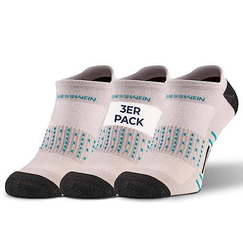 GIESSWEIN Running socks - 3er Pack Laufsocken, Damen & Herren Socken aus Bio-Baumwolle, 3 Paar Kompressionsstrümpfe, Anti-Blasen-Polsterung