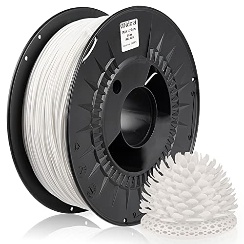 Midori® PLA Filament | 1,75mm 3D-Drucker-Filament 1kg Spule in Weiß | Verwicklungsfreies Filament für 3D-Drucker & Stift