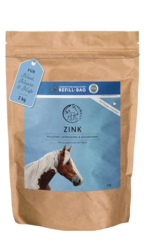 Annimally Zink für Pferde - Zink Pellets (2kg) hochdosiert mit Schwarzkümmel, Zeolith, Esparsette und Bierhefe für Haut, Haare & Hufe