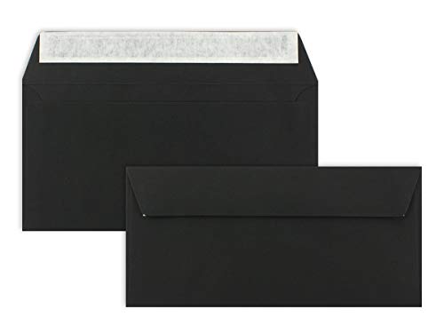 200 Brief-Umschläge DIN Lang - Schwarz - 110 g/m² - 11 x 22 cm - sehr formstabil - Haftklebung - Qualitätsmarke: FarbenFroh by GUSTAV NEUSER®