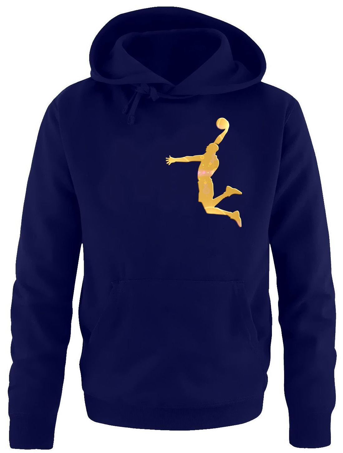 Coole-Fun-T-Shirts Dunk Basketball Slam Dunkin Kinder Sweatshirt mit Kapuze Hoodie Navy-Gold, Gr.152cm
