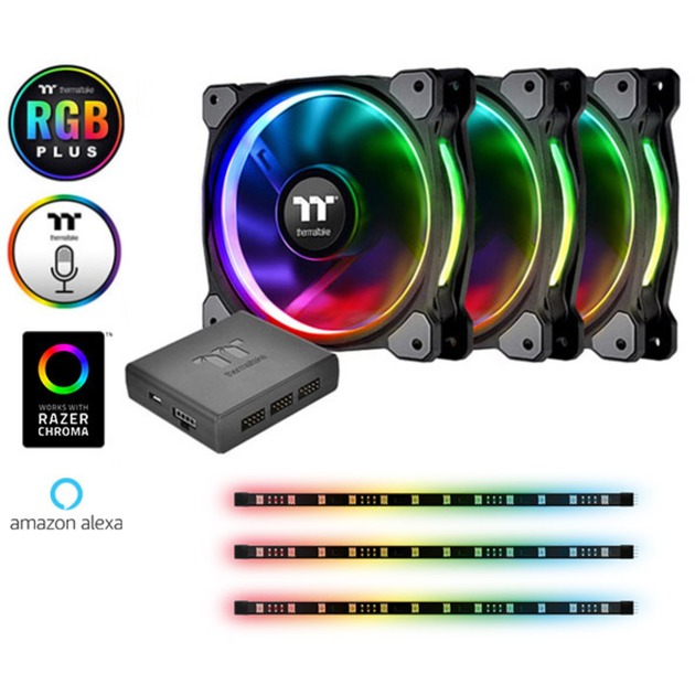 Thermaltake Riing Plus 12 RGB Kit PC-Gehäuse-Lüfter Schwarz, RGB (B x H x T) 120 x 120 x 25 mm