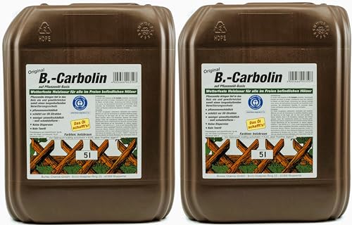 2x 5 Liter B-Carbolin Holzlasur + 1x GRATIS KARABINERHAKEN! Öl, Holz Lasur, Zaunfarbe, Holzfarbe, Holzanstrich, 10L, Farbe Braun