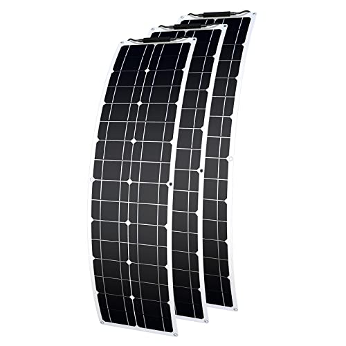 Flexibles Solarpanel 50W 12V Flexibles Solarpanel Monokristallines 150w Solarladegerät Wasserdichtes und ultradünnes Solarmodul für Wohnmobile, Boote, Häuser und unebene Oberflächen (50 Watt*3)