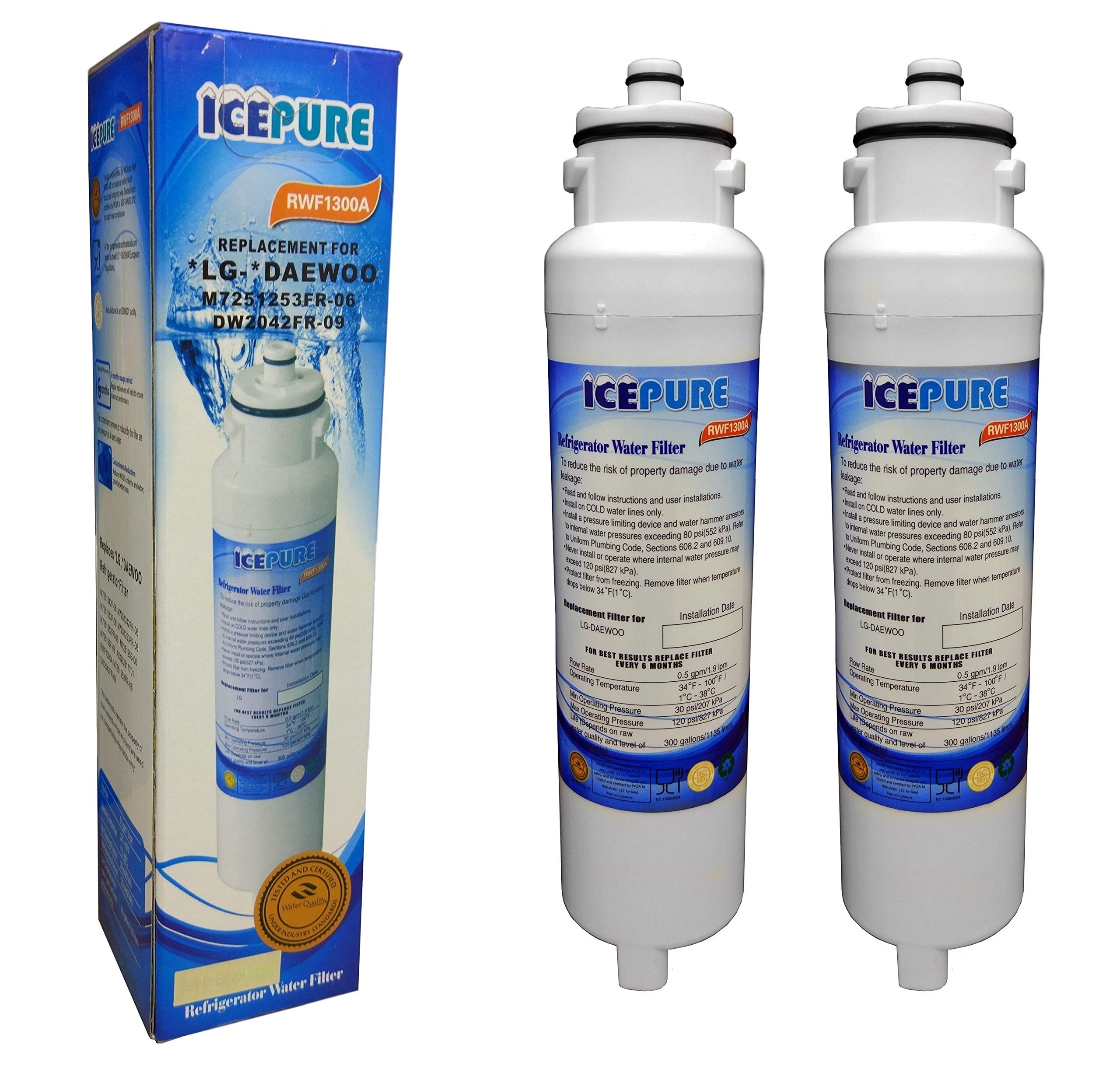 2 x icepure rwf1300 a kompatibel für Daewoo DW2042FR Aqua Kristall-Wasser Filter