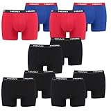 HEAD 10 er Pack Herren Boxer Boxershorts Basic Pant Unterwäsche, Farbe:Schwarz/Rot/Blau, Bekleidungsgröße:XL